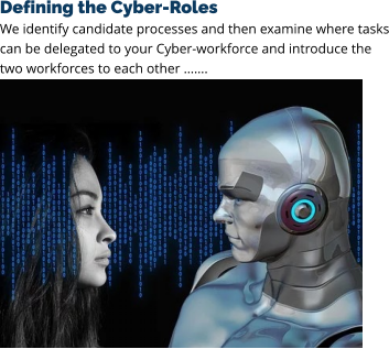 Defining the Cyber-Roles We identify candidate processes and then examine where tasks can be delegated to your Cyber-workforce and introduce the two workforces to each other …….