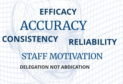 EFFICACY ACCURACY CONSISTENCY STAFF MOTIVATION RELIABILITY DELEGATION NOT ABDICATION